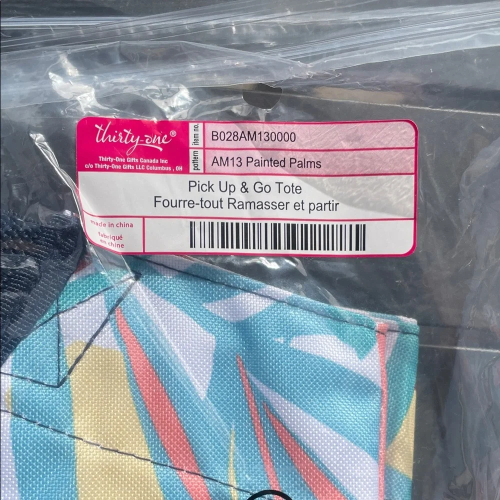 Thirty-One Pick Up & Go Tote Painted Plams - Picture 6 of 6
